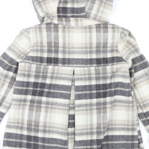 Zara Womens Beige Geometric Pea Coat Coat Size XS Button