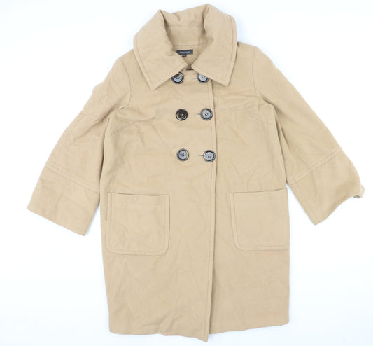 Pied A Terre Womens Beige Pea Coat Coat Size 12 Button