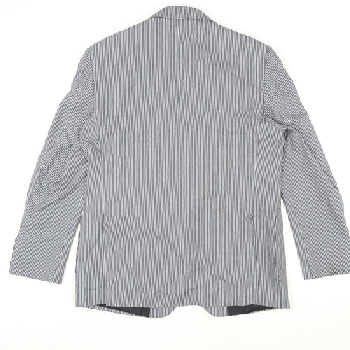 Marks and Spencer Mens Blue Striped Cotton Jacket Blazer Size 42 Regular