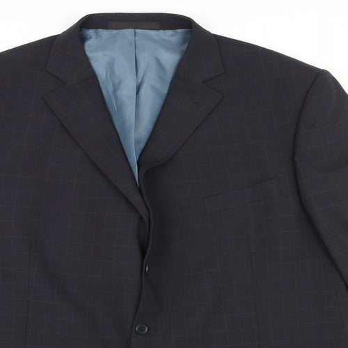 Marks and Spencer Mens Black Check Polyester Jacket Suit Jacket Size 48 Regular