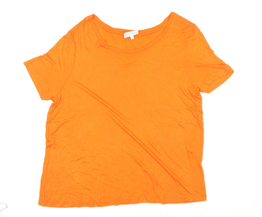 Warehouse Womens Orange Polyester Basic T-Shirt Size 16 Round Neck