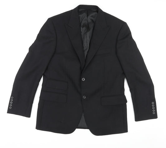 Marks and Spencer Mens Black Wool Jacket Suit Jacket Size 40 Regular - Five button sleeve
