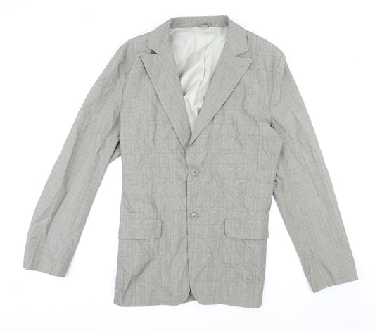 French Connection Mens Grey Plaid Cotton Jacket Suit Jacket Size 40 Regular
