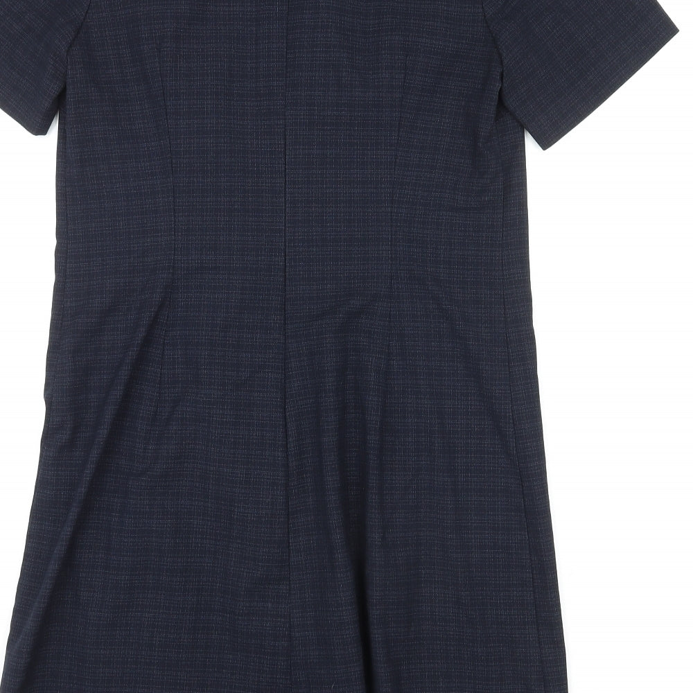 NEXT Womens Blue Polyester A-Line Size 12 Round Neck Zip