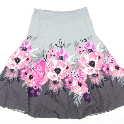Monsoon Womens Multicoloured Floral Viscose Swing Skirt Size 8 Zip