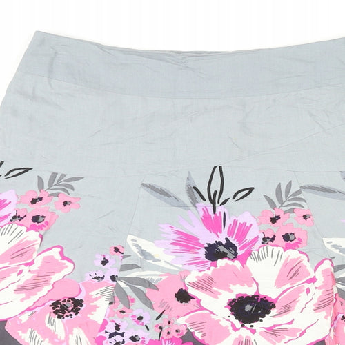 Monsoon Womens Multicoloured Floral Viscose Swing Skirt Size 8 Zip