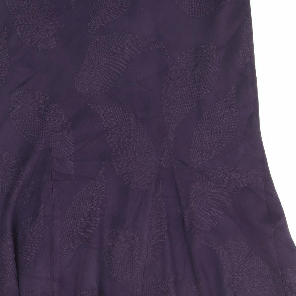 Bonmarché Womens Purple Geometric Polyester Swing Skirt Size 12 - Leaf pattern