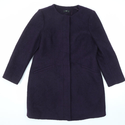 M&Co Womens Purple Overcoat Coat Size 14 Button