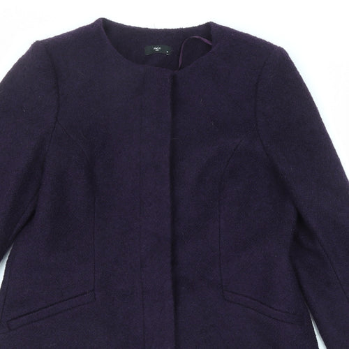 M&Co Womens Purple Overcoat Coat Size 14 Button