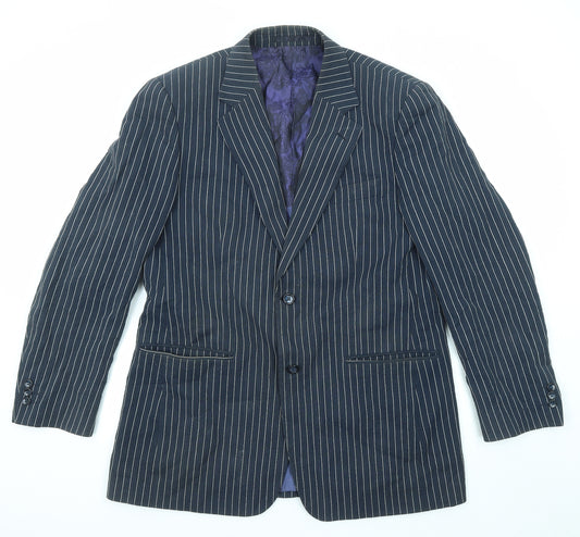 Brook Taverner Mens Blue Striped Cotton Jacket Suit Jacket Size 40 Regular