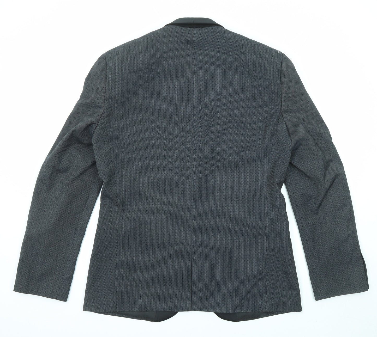 NEXT Mens Black Striped Polyester Tuxedo Suit Jacket Size 42 Regular