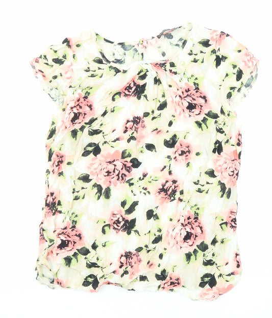Dorothy Perkins Womens Multicoloured Floral Viscose Basic Blouse Size 14 Round Neck