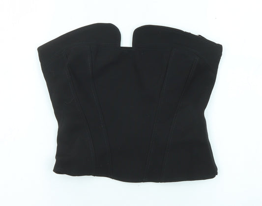 Zara Womens Black Polyester Cropped Tank Size XS Off the Shoulder