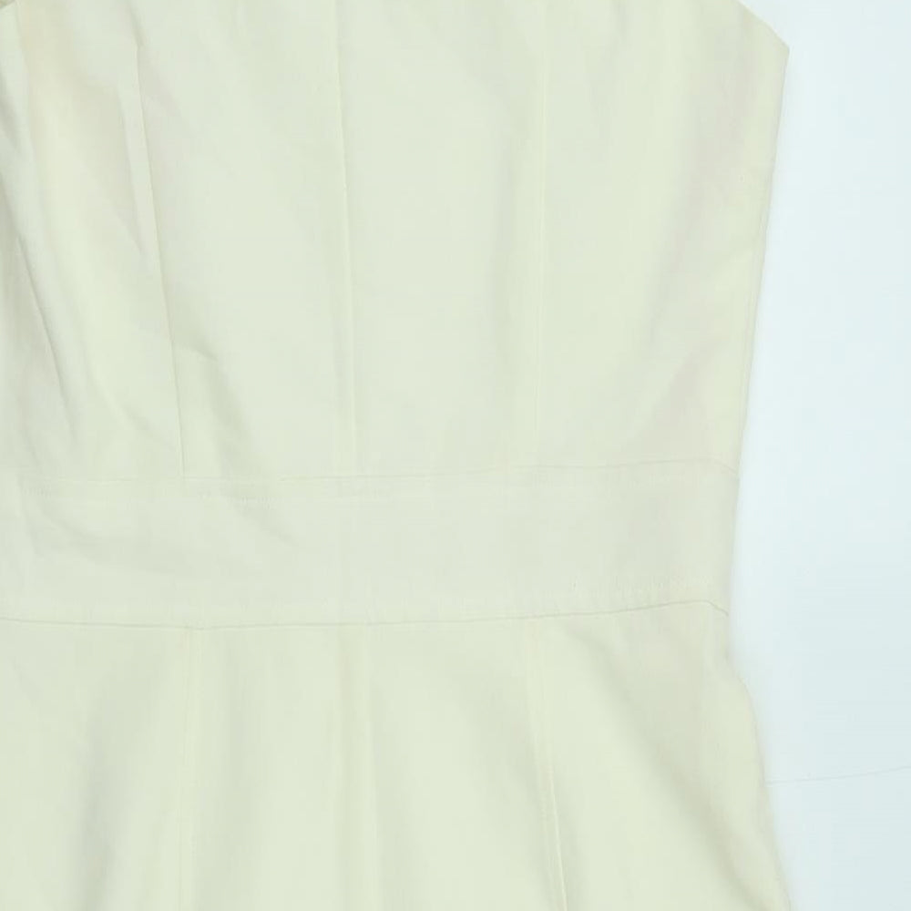 FOREVER 21 Womens Beige Polyester Shift Size L V-Neck Zip