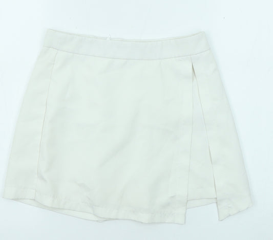 Boohoo Womens White Polyester Basic Shorts Size 8 Regular Zip - Skort