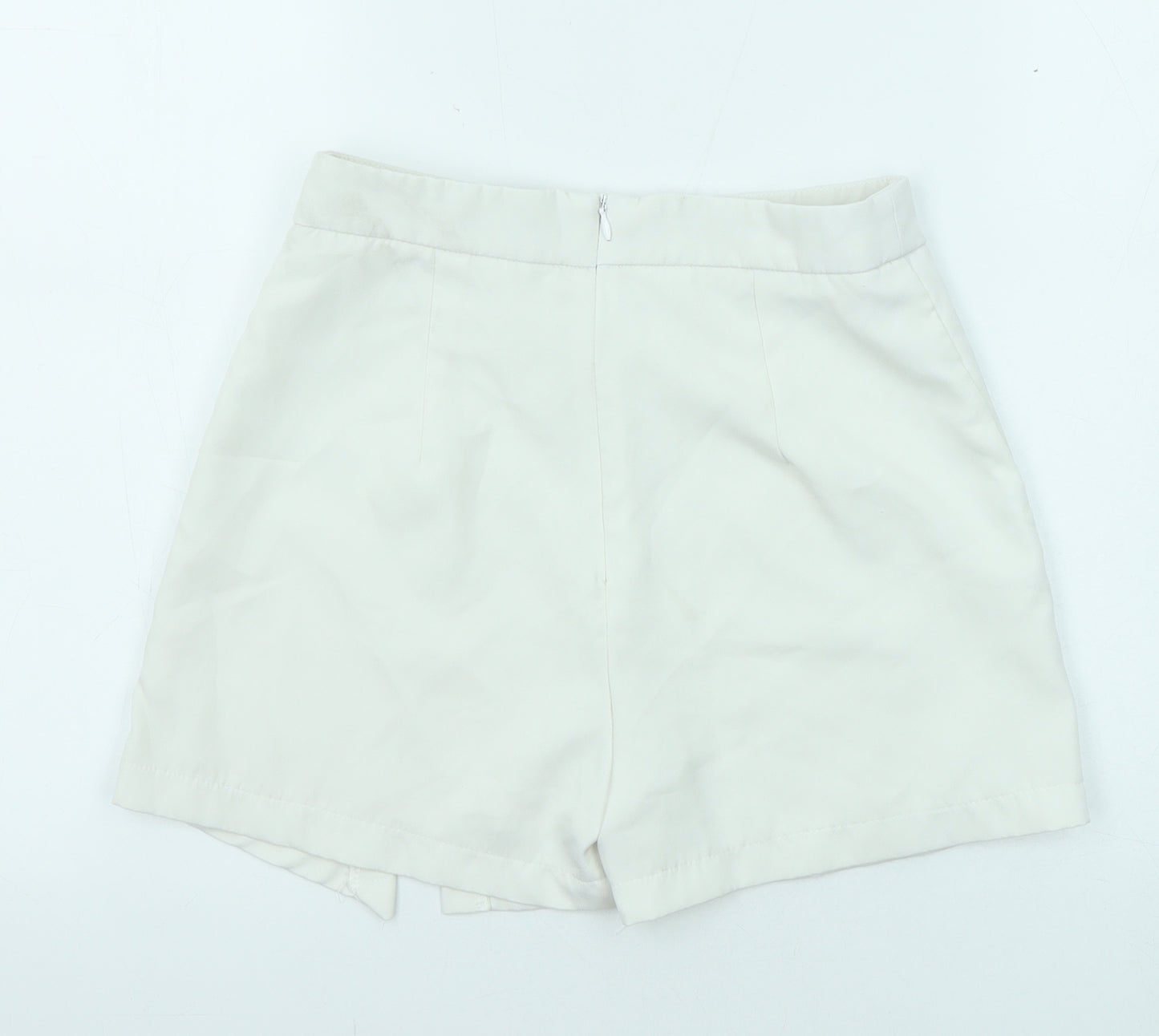 Boohoo Womens White Polyester Basic Shorts Size 8 Regular Zip - Skort