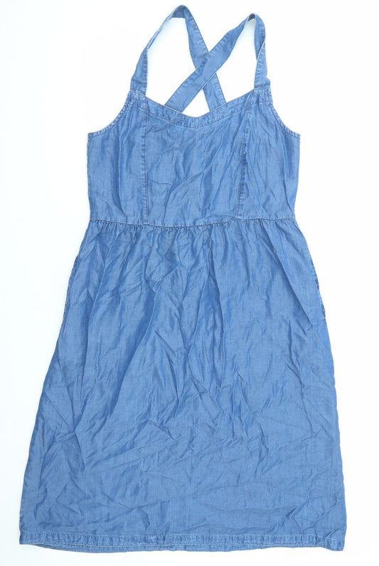 Mountain Warehouse Womens Blue Modal Tank Dress Size 10 Scoop Neck Zip