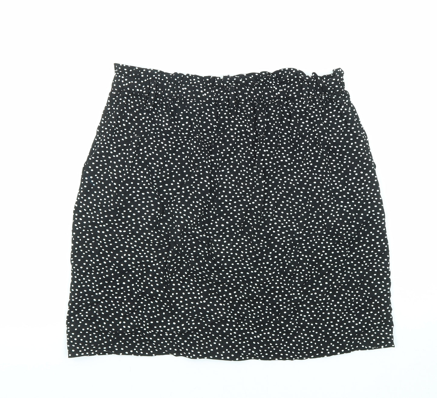 Oasis Womens Black Polka Dot Viscose A-Line Skirt Size 14 Button