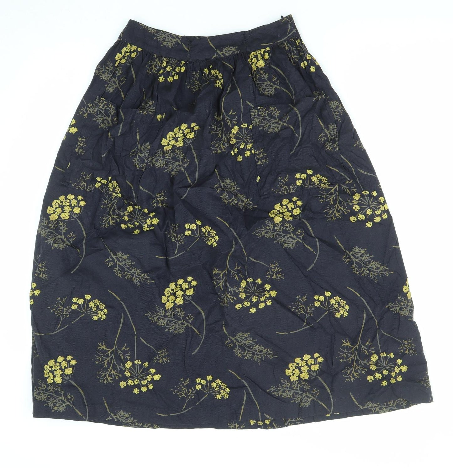 Seasalt Womens Black Floral Cotton A-Line Skirt Size 8 Zip