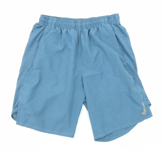 Nike Mens Blue Polyester Sweat Shorts Size S L7 in Regular Drawstring