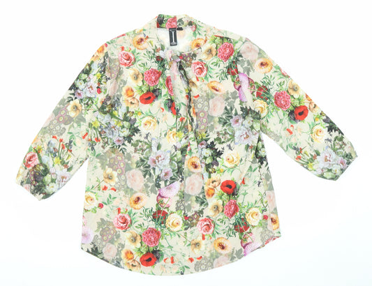 Izabel London Womens Multicoloured Floral Polyester Basic Blouse Size 8 Round Neck