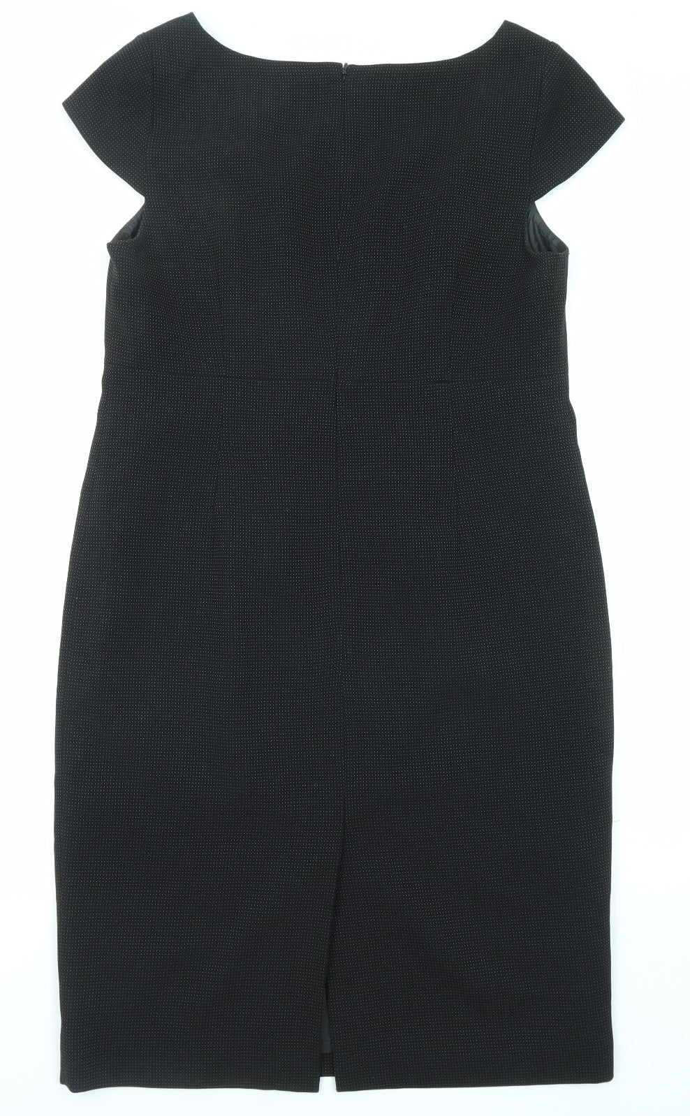 Planet Womens Black Polka Dot Polyester Pencil Dress Size 12 V-Neck Zip
