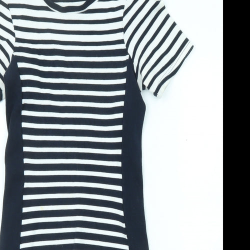 Topshop Womens Blue Striped Cotton T-Shirt Dress Size 10 Round Neck Pullover