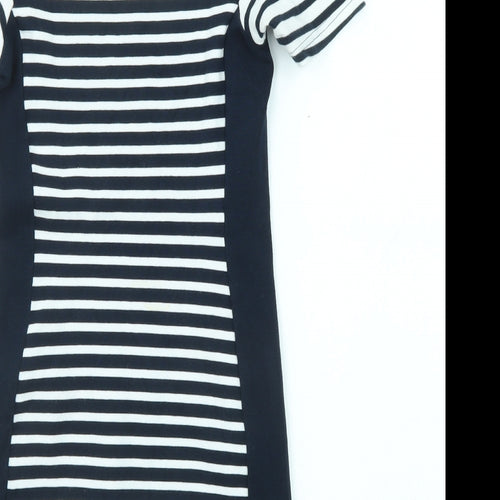 Topshop Womens Blue Striped Cotton T-Shirt Dress Size 10 Round Neck Pullover