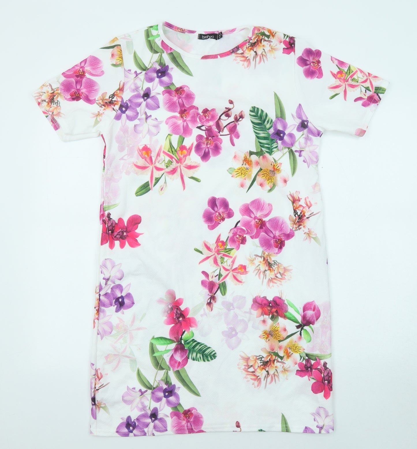 Boohoo Womens Multicoloured Floral Polyester A-Line Size 12 Round Neck Pullover