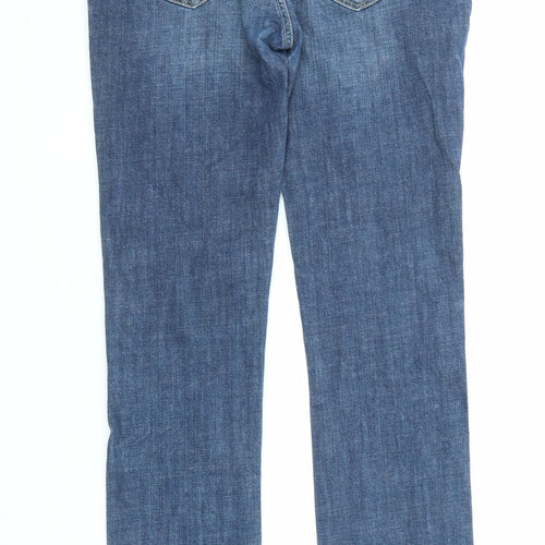 Jack Wills Womens Blue Cotton Straight Jeans Size 30 in L32 in Regular Zip