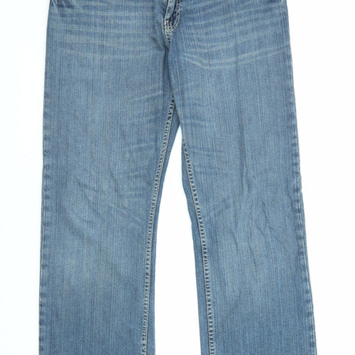 Burton Mens Blue Cotton Bootcut Jeans Size 34 in L32 in Regular Zip