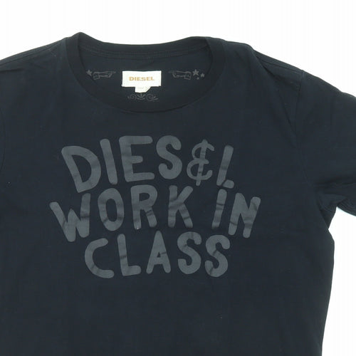 Diesel Mens Black Cotton T-Shirt Size S Round Neck - Diesel work in class