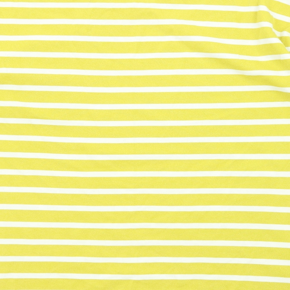 Boden Womens Yellow Striped Cotton Basic T-Shirt Size 12 Round Neck