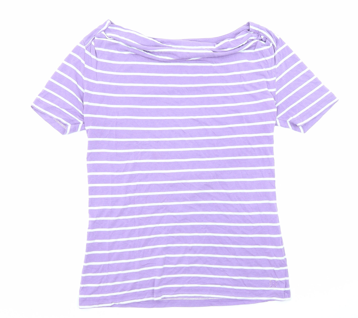 Crew Clothing Womens Purple Striped Lyocell Basic T-Shirt Size 12 Boat Neck