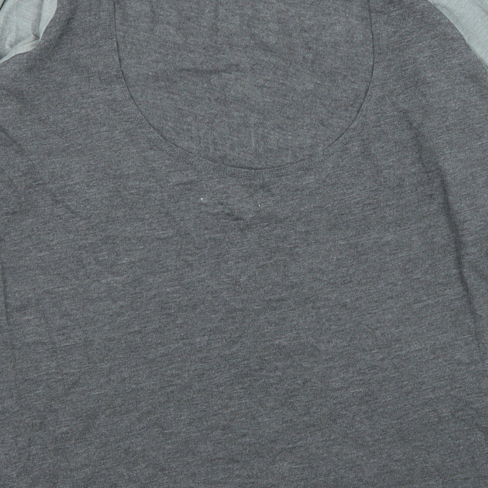 Hollister Womens Grey Cotton Basic T-Shirt Size XS Round Neck - Selfie Play Offs Open Back