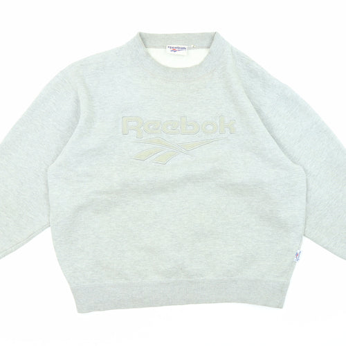 Reebok Womens Grey Cotton Pullover Sweatshirt Size M Pullover