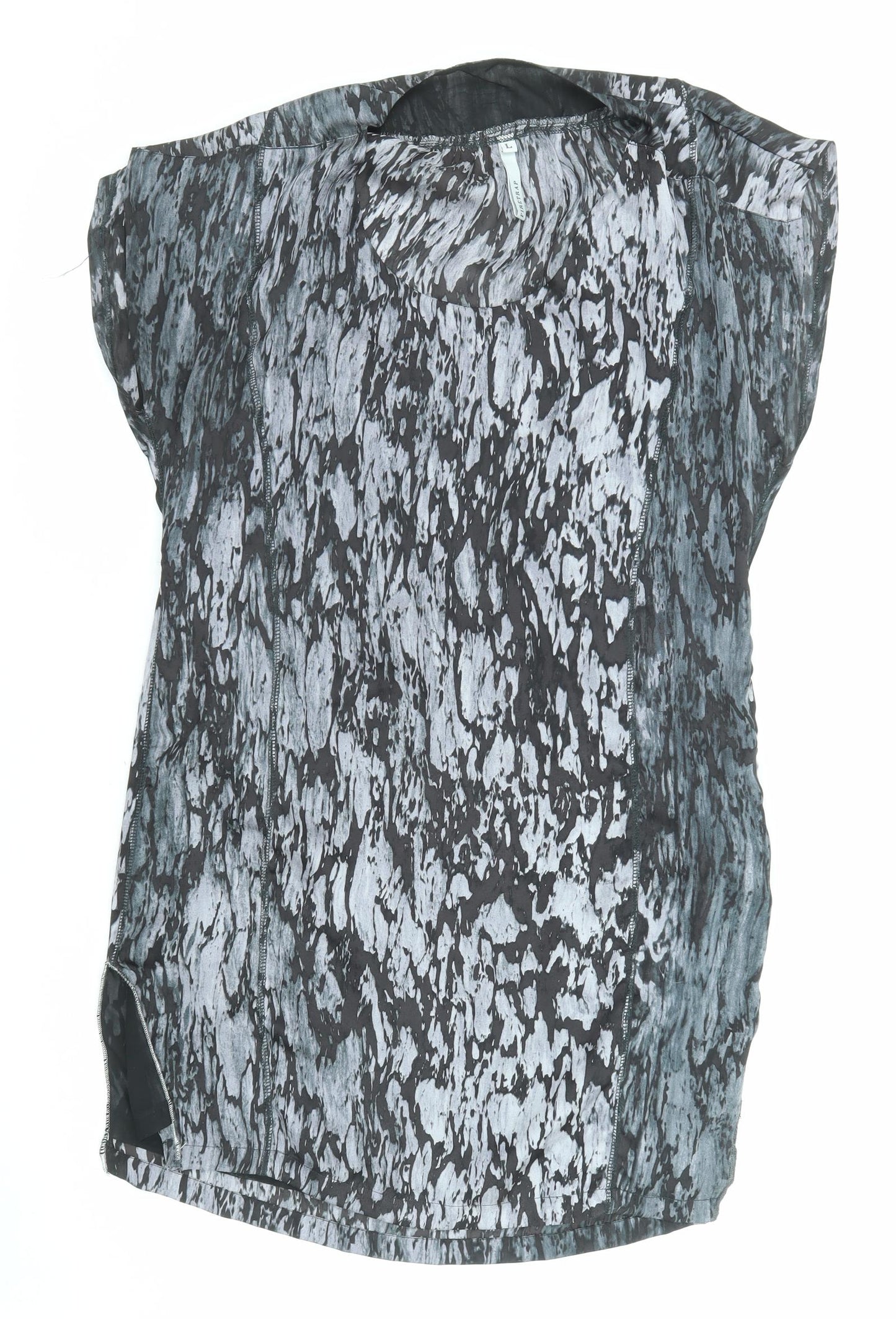 Firetrap Womens Black Animal Print Polyester A-Line Size L Boat Neck Pullover - Snakeskin pattern