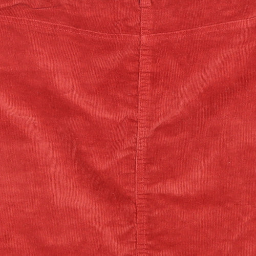 Red Herring Womens Red Cotton A-Line Skirt Size 14 Button