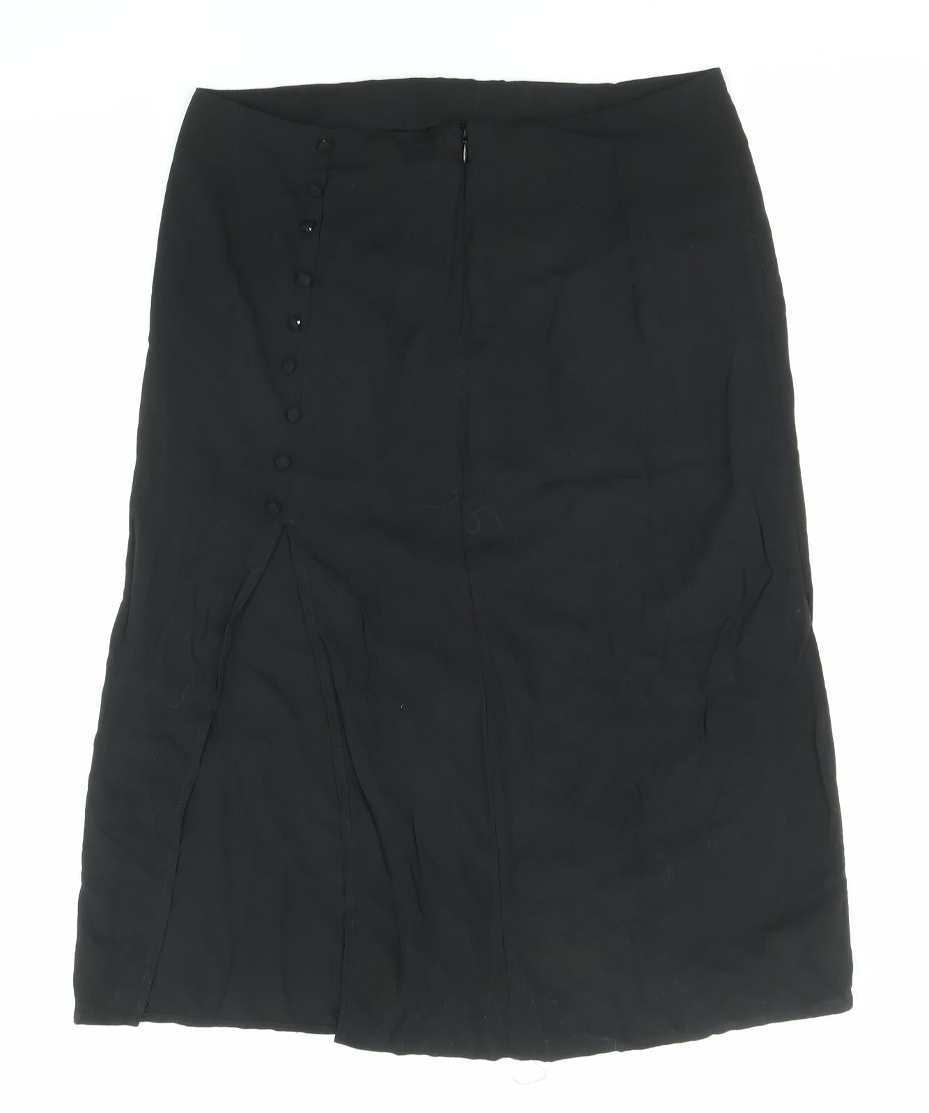 Divided by H&M Womens Black Viscose A-Line Skirt Size 14 Zip