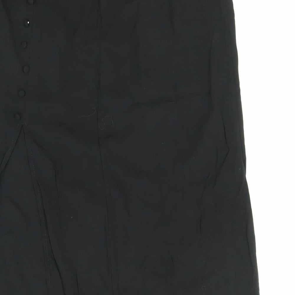 Divided by H&M Womens Black Viscose A-Line Skirt Size 14 Zip