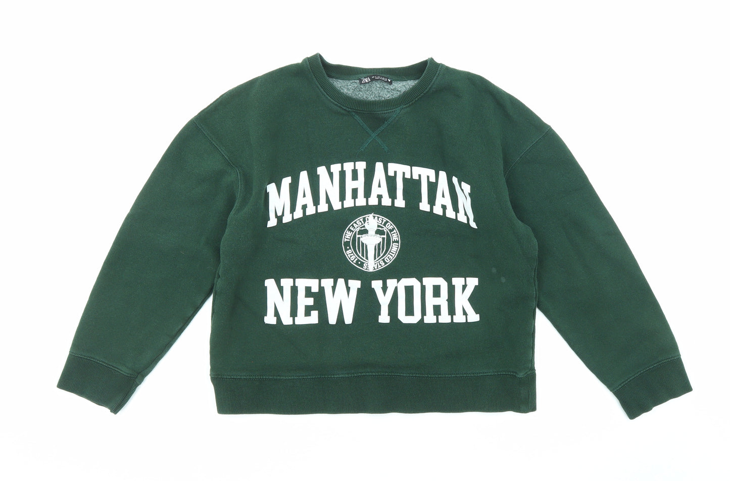 Zara Womens Green Cotton Pullover Sweatshirt Size S Pullover - Manhattan New York