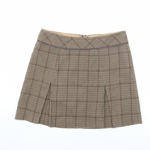 NEXT Womens Multicoloured Plaid Polyester Pleated Skirt Size 12 Zip