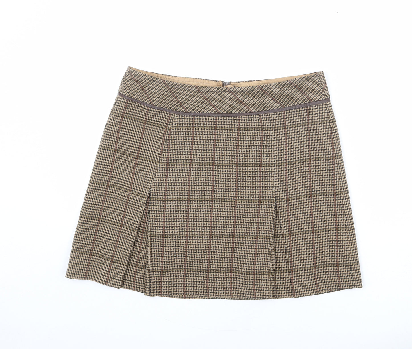 NEXT Womens Multicoloured Plaid Polyester Pleated Skirt Size 12 Zip