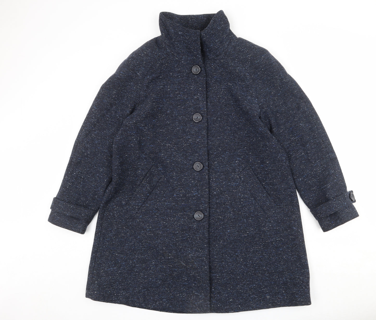 John Lewis Womens Blue Geometric Pea Coat Coat Size 12 Button