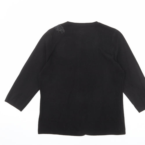 BHS Womens Black Round Neck Acrylic Cardigan Jumper Size 12