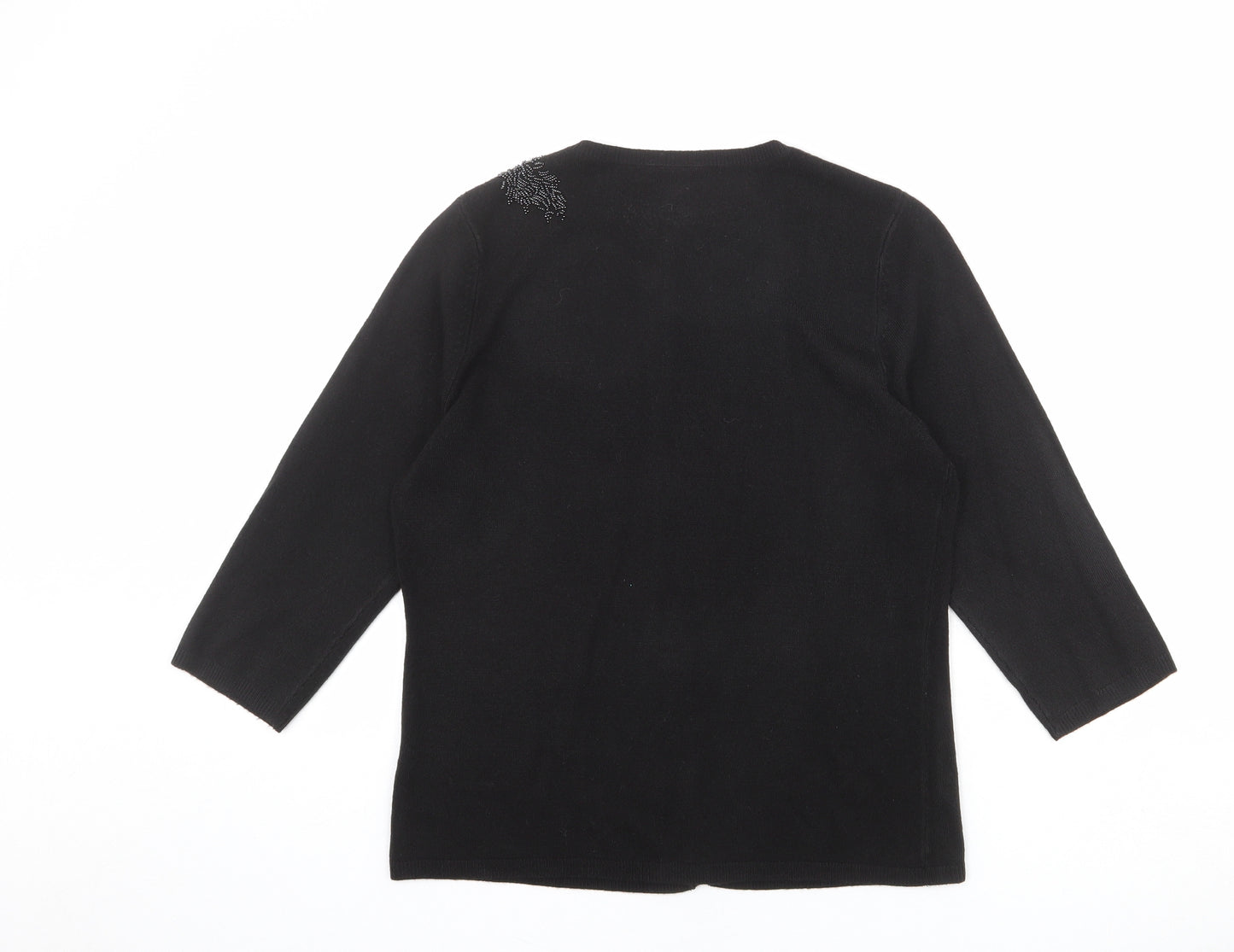 BHS Womens Black Round Neck Acrylic Cardigan Jumper Size 12