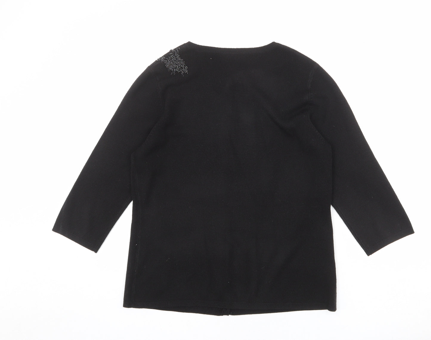 BHS Womens Black Round Neck Acrylic Cardigan Jumper Size 14
