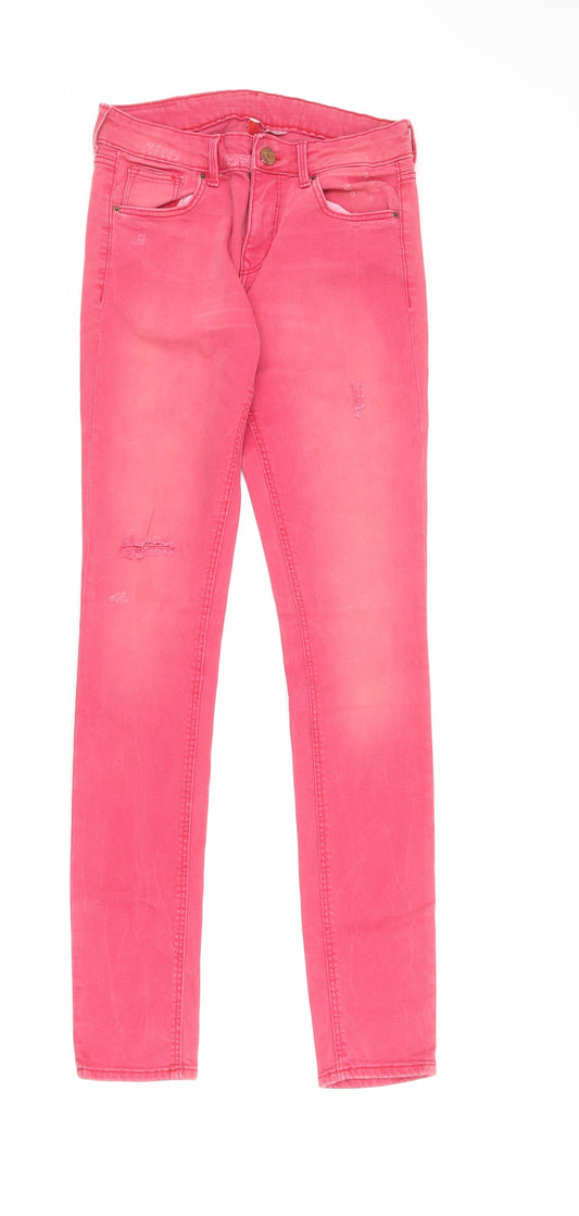 Divided by H&M Womens Pink Cotton Skinny Jeans Size 10 L32 in Regular Zip