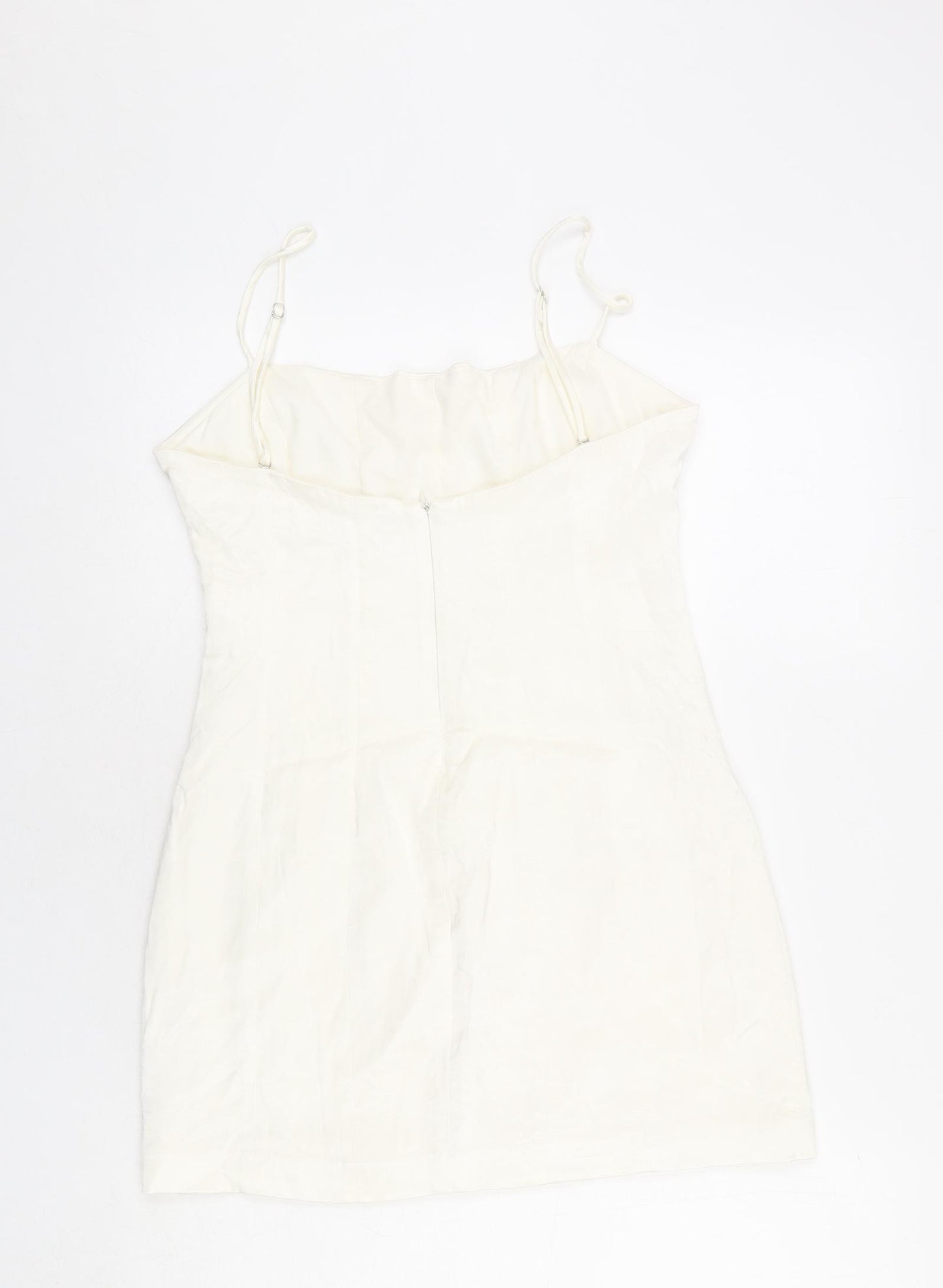 Zara Womens Ivory Polyester Mini Size M Round Neck Zip