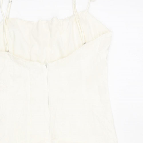 Zara Womens Ivory Polyester Mini Size M Round Neck Zip